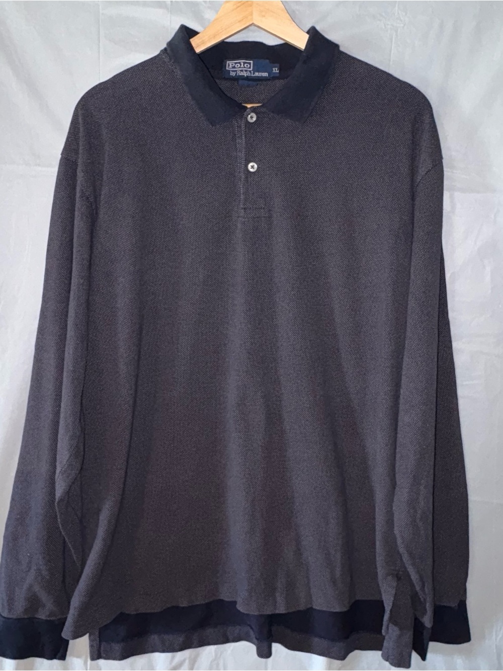 Polo Ralph Lauren Shirt Mens XL Blue Long Sleeve Cotton Polka Dot‎ Pullover